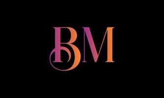 första brev bm logotyp. bm stock brev logotyp design fri vektor mall.