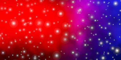 hellblaues, rotes Vektormuster mit abstrakten Sternen. vektor