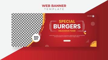 Restaurant- und Fast-Food-Social-Media-Web-Banner-Vorlage vektor