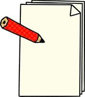 skurriles Cartoon-Papier und Bleistift im Comic-Stil vektor