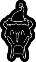Lycklig Björn tecknad serie ikon av en bär santa hatt vektor