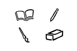 Vektor-Set von Schreibwaren Handzeichnungsstil. abstraktes Icon-Set. Hand zeichnen Symbolstil vektor