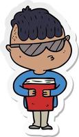 klistermärke av en tecknad pojke som bär solglasögon vektor