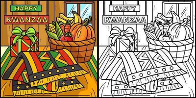 kwanzaa mazao und tischdecke färbung illustration vektor