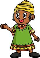 kwanzaa afro flicka tecknad serie färgad ClipArt vektor