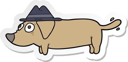 klistermärke av en tecknad hund som bär hatt vektor