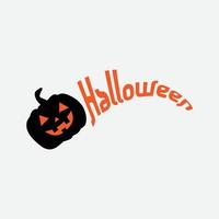 Lycklig halloween fest titel logotyp mall med ondska pumpa vektor