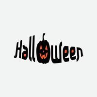 Happy Halloween-Party-Titel-Logo-Vorlage mit bösem Kürbis vektor