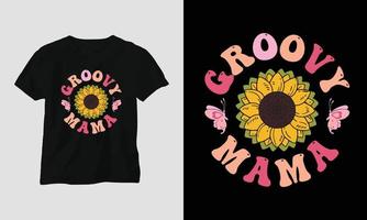 groovy mama - gewelltes retro grooviges T-Shirt der Mutter vektor