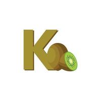 Buchstabe k Alphabet Früchte Kiwi, Clipart-Vektor, Illustration isoliert auf weißem Hintergrund vektor