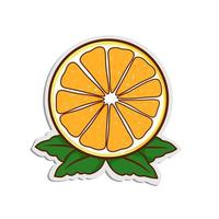 vektor orange eller citron- med papper Skära ut stil med översikt och ljus Färg, sommar frukt, lämplig för klistermärke eller grejer av sommar. vektor