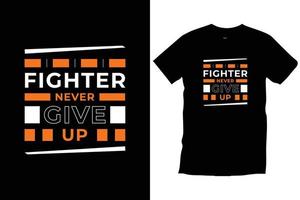 Kämpfer geben niemals auf. moderne Zitate motivierend inspirierend coole Typografie trendiger schwarzer T-Shirt-Designvektor. vektor