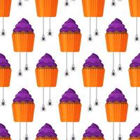 vektorillustration des halloween-cupcakes-musters. Geschenkpapier für Feiertagskostümpartys. vektor