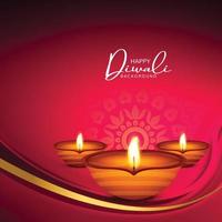 schönes glänzendes glückliches diwali drei diya buntes hinduistisches fest vektor