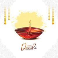 glückliches diwali-design mit aquarell-diya-öllampenfestivalhintergrund vektor