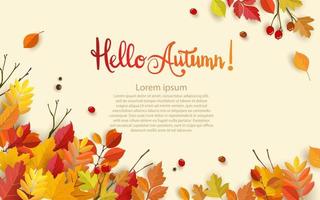 Herbsthintergrunddesign mit Blättern. Hintergrund-, Banner- oder Vorlagendesign vektor