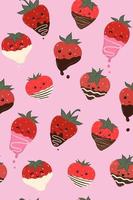 choklad täckt jordgubbar sömlös mönster. vektor grafik.