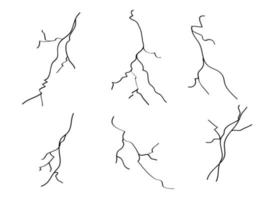 hand dragen knäckt vägg, jord, glas, ägg. klotter ha sönder uppsättning. vektor illustration