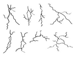 hand dragen knäckt vägg, jord, glas, ägg. klotter ha sönder uppsättning. vektor illustration