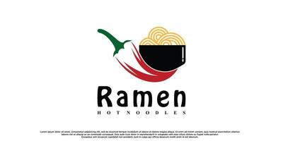 spaghetti eller Ramen logotyp design med unik begrepp premie vektor