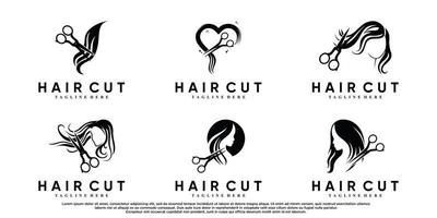 Set Haarschnitt-Symbol-Logo-Design für Frauen mit modernem Konzept-Premium-Vektor vektor