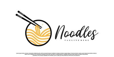 spaghetti eller Ramen logotyp design med kreativ begrepp premie vektor