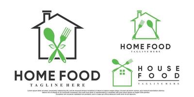 satz von home food logo design mit kreativem konzept premium vektor