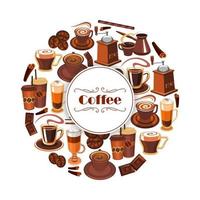Kaffeevektorplakat von Espresso, Latte-Heißgetränken vektor