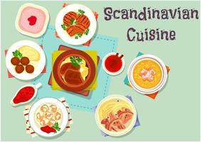 scandinavian kök maträtt med bär efterrätt ikon vektor