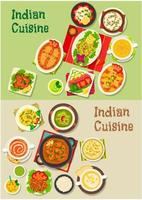 indisk kök maträtter för restaurang meny design vektor