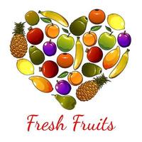 Früchte Herzsymbol. Vektor-Symbole für frisches Obst vektor