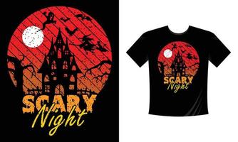Scary Night Halloween T-Shirt Designvorlage 2021 2022. Happy Halloween T-Shirt Designvorlage Einfach zu drucken Allzweck für Männer, Frauen und Kinder vektor