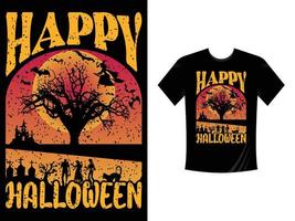 Happy Halloween beängstigende T-Shirt-Design-Vektorvorlage 2021 2022. Happy Halloween T-Shirt-Design-Vorlage einfach zu drucken, universell für Männer, Frauen und Kinder vektor