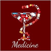 Medizinposter Schale mit Hygieia-Symbol vektor