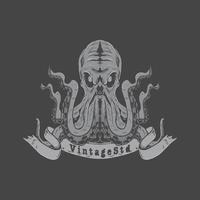 Oktopus-Logo-Illustration im realistischen, handgezeichneten Stil vektor