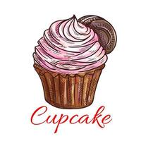 Cupcake cremiges süßes Dessert-Symbol vektor