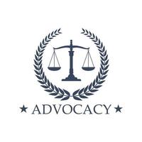 Advocacy Scales of Justice Vektorsymbol oder Emblem vektor