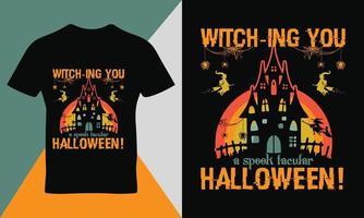 Lycklig halloween sortera Citat typografi t-shirt mall design vektor