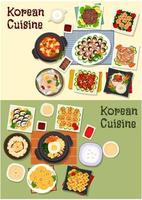 traditionelles mittagessen-ikonenset der koreanischen küche vektor