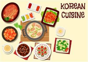 ikone der koreanischen küche für das design der restaurantmenüs vektor