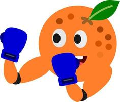 orange obst gemüse sport mit blauen boxhandschuhen serienillustration vektorgrafik cartoon perfekt für maskottchen, kindermalbuch und design produkt t-shirt vektor
