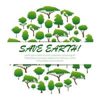 Save Earth Banner Palcard, Emblem-Design vektor