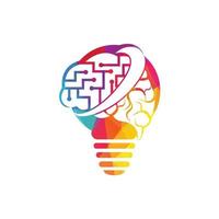 Glödlampa och hjärna logotyp design. neurologi logotyp tror aning begrepp. vektor