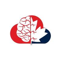 kreatives Cloud-Gehirn und Ahornblatt-Logo-Design. Kanada-Geschäftszeichen. vektor