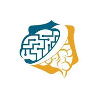 Design des Gehirnverbindungslogos. Logo-Vorlage für digitales Gehirn. Neurologie-Logo denken Ideenkonzept. vektor