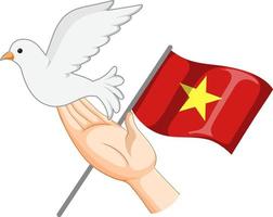 Vietnam-Flagge mit weißer Taube vektor