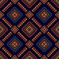 ikat ethnisches nahtloses muster-hauptdekorationsdesign. aztekischer stoffteppich boho mandalas textildekor tapete. Stammes-native Motiv Folk traditionelle Stickerei Vektorgrafiken Hintergrund vektor