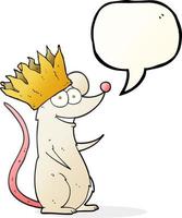 Freihändig gezeichnete Sprechblase Cartoon-Maus mit Krone vektor