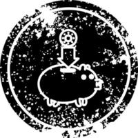 Piggy Bank Distressed-Symbol vektor