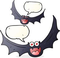 Freihändig gezeichnete Sprechblasen-Cartoon-Halloween-Fledermäuse vektor
